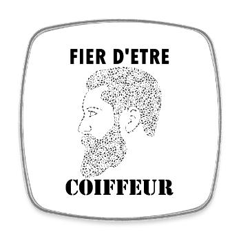 Fier d'être Coiffeur, idée de cadeau - Magnet carré - blanc - Devant