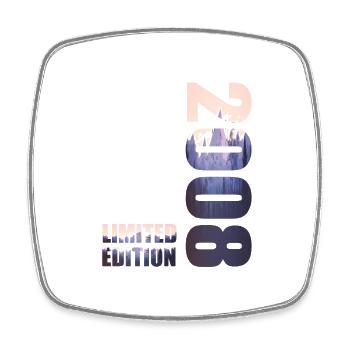 2008. Limited Edition T-Shirt Birthday Idea - Square fridge magnet - white - Front
