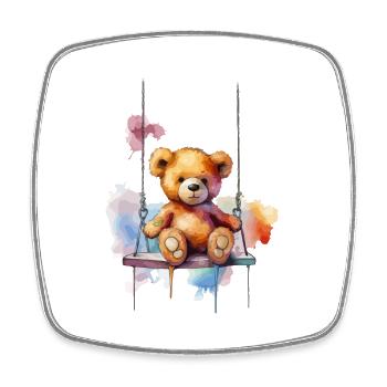 Teddybär auf ihrer Schaukel - Viereckiger Kühlschrankmagnet - Weiß - Vorne