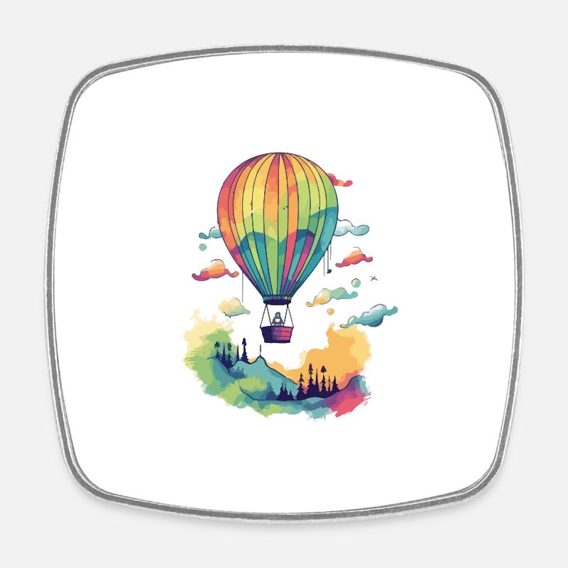 Montgolfière multicolore - Magnet carré - blanc