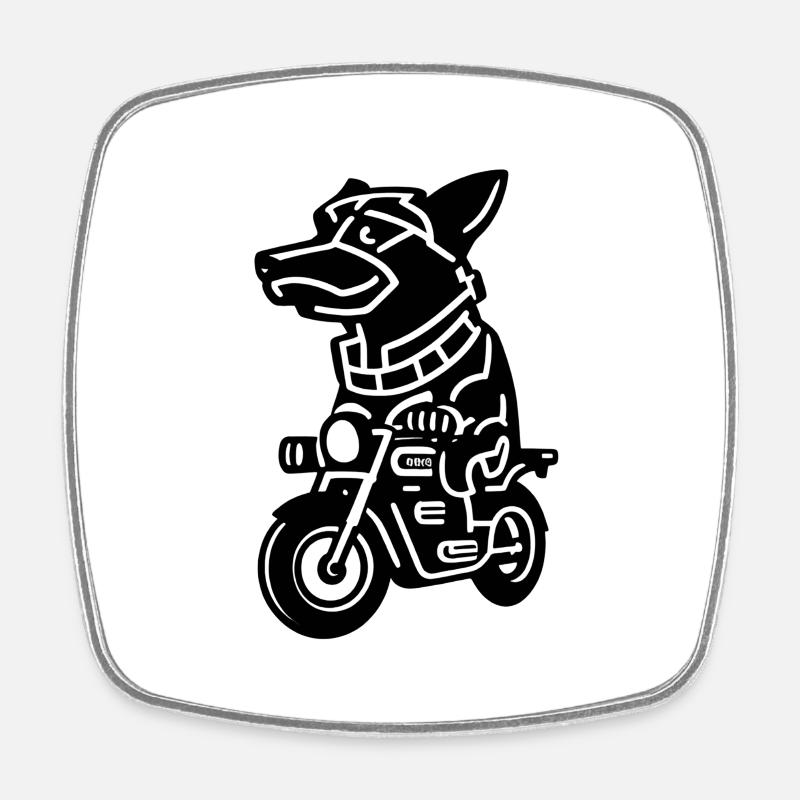 Funny dog biker - Square fridge magnet - white