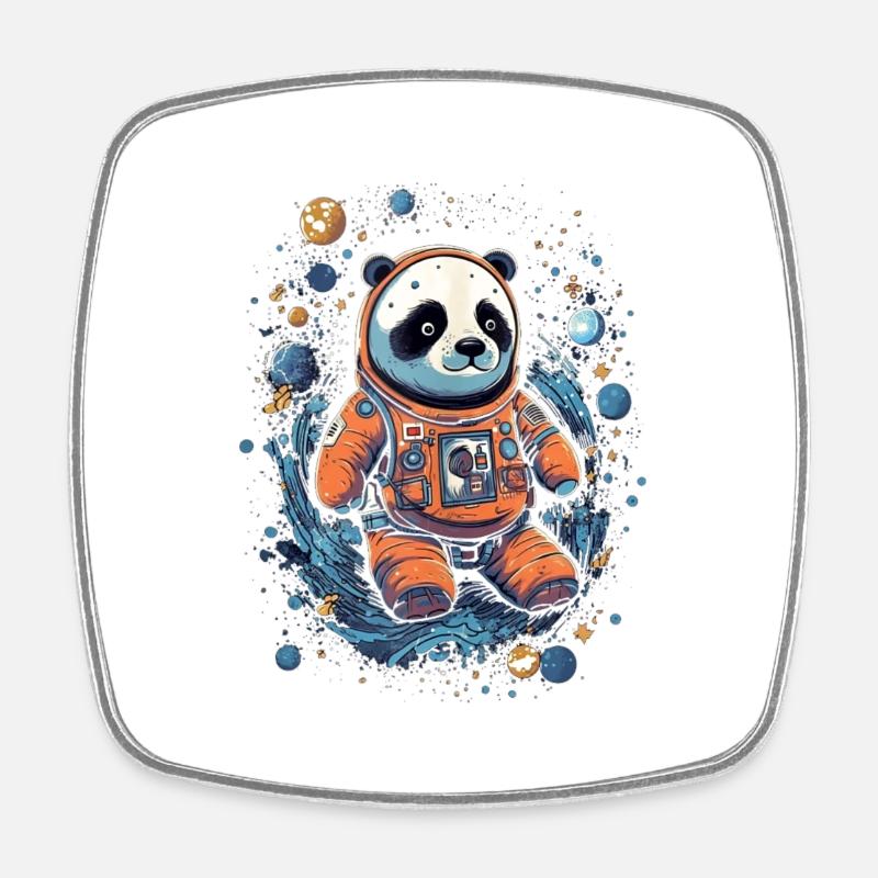 Astronaut Panda Funny Panda Bear Lover Space - Square fridge magnet - white