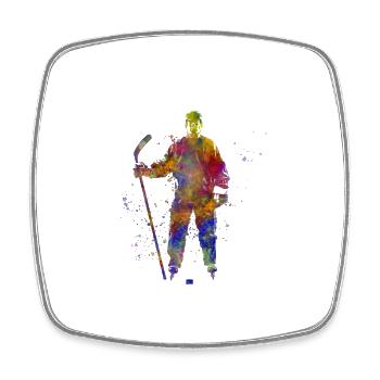 Joueur de hockey sur glace - Magnet carré - blanc - Devant