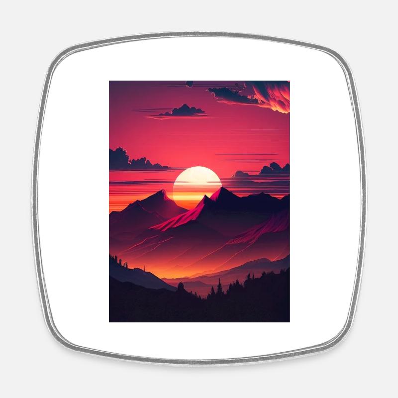 Sunset II - Magnet carré - blanc
