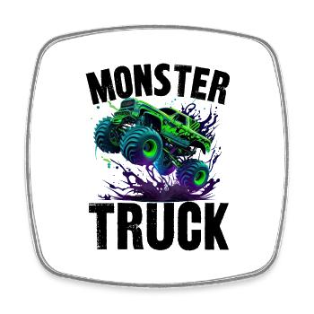 monster truck - Magnet carré - blanc - Devant