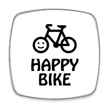 HappyBike- Retro Type - black - Viereckiger Kühlschrankmagnet - Weiß - Vorne