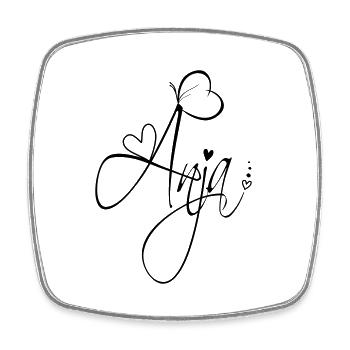 Anja Name Vorname Mädchen Kalligrafie Dekor - Viereckiger Kühlschrankmagnet - Weiß - Vorne