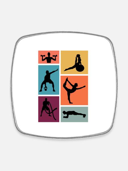 Fitness Übung Workout Fitnessstudio - Viereckiger Kühlschrankmagnet - Weiß