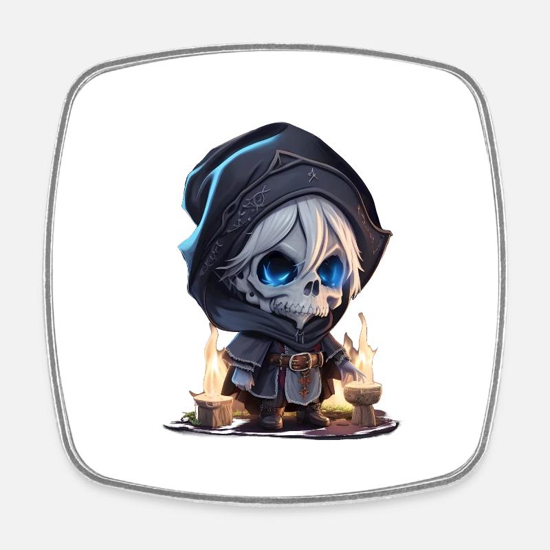 Squelette de sorcier - Magnet carré - blanc
