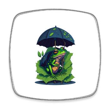 Frog with Umbrella Cute Frogs Cool - Square fridge magnet - white - Front