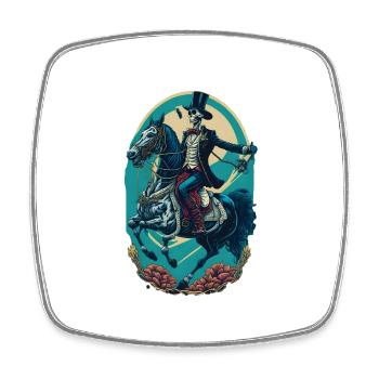 Squelette en costume chevauche cheval cool bande dessinée - Magnet carré - blanc - Devant