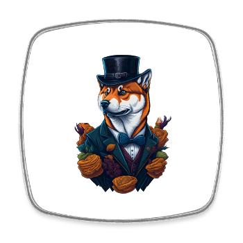 Shiba Inu Hat Crypto Coin Dogecoin Meme Funny - Square fridge magnet - white - Front