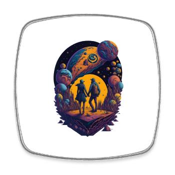 Love Space Holding Hands Lover Gift - Square fridge magnet - white - Front