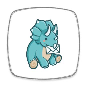 hugadino dino postman, cute dinosaur - Square fridge magnet - white - Front
