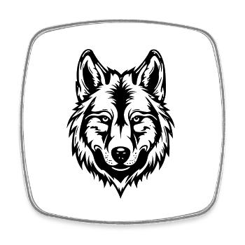 Loup - Magnet carré - blanc - Devant