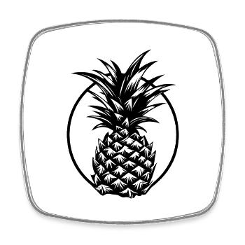 Ananas - Viereckiger Kühlschrankmagnet - Weiß - Vorne
