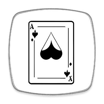 Spielkarte Ass - Viereckiger Kühlschrankmagnet - Weiß - Vorne