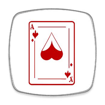 Spielkarte Ass - Viereckiger Kühlschrankmagnet - Weiß - Vorne