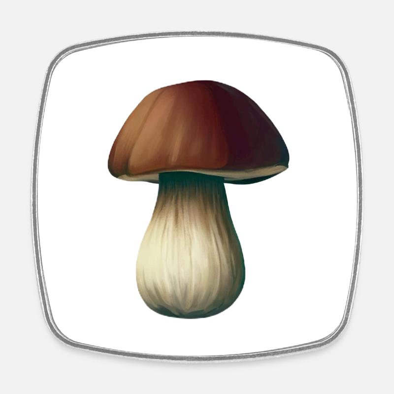 Cèpes de champignons - Magnet carré - blanc
