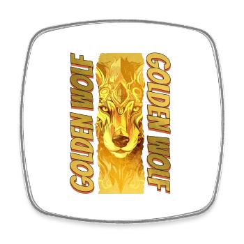 Wolf Wolf’s Head Gold Nature Wilderness Adventure Art - Magnet carré - blanc - Devant