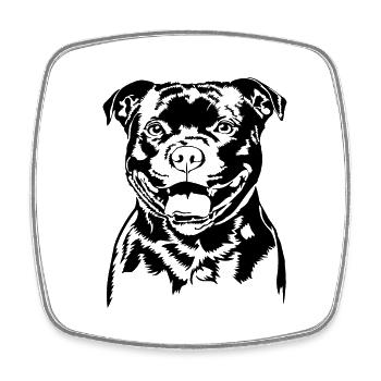 Staffordshire Bullterrier Portrait Hunde Wilsigns - Viereckiger Kühlschrankmagnet - Weiß - Vorne