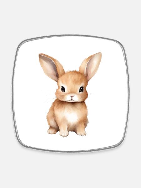 Süßer Hase - Viereckiger Kühlschrankmagnet - Weiß