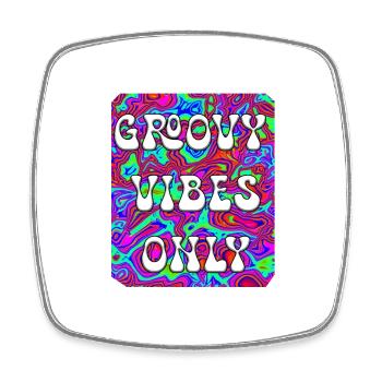 Groovy Vibes Only - Square fridge magnet - white - Front