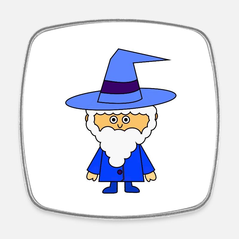 Blue Wizard - Square fridge magnet - white
