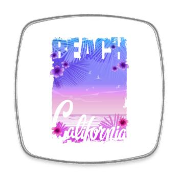Vintage Blumen Strand Kalifornien Retro Garten USA - Viereckiger Kühlschrankmagnet - Weiß - Vorne