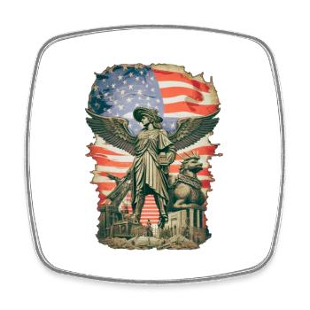 Steampunk American Flag - Square fridge magnet - white - Front