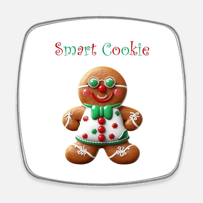 Gingerbread Man Design - Square fridge magnet - white