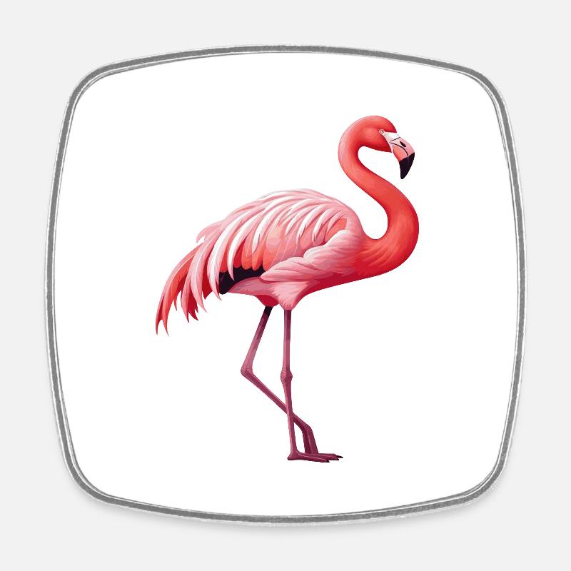 Flamingo - Viereckiger Kühlschrankmagnet - Weiß