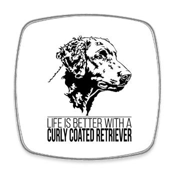 Curly Coated Retriever life is better Wilsigns - Viereckiger Kühlschrankmagnet - Weiß - Vorne