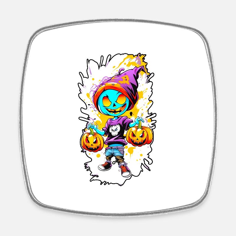 Jack o Lantern 02 - Square fridge magnet - white