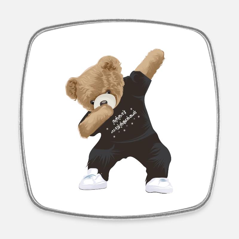 Dabbing Teddy - Square fridge magnet - white