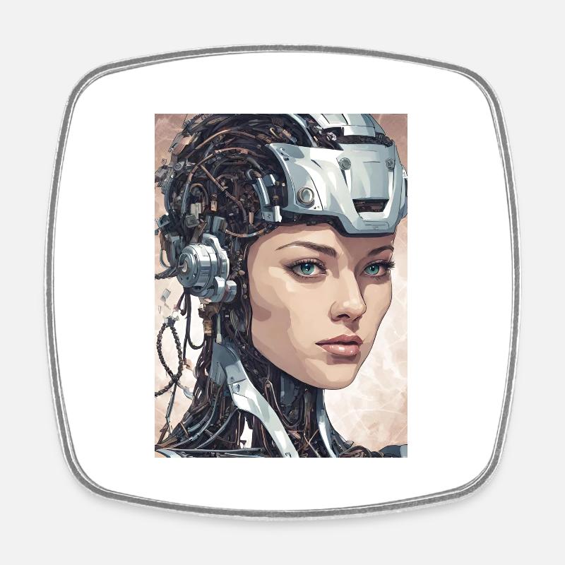 Artificial intelligence, the winning combination - Square fridge magnet - white