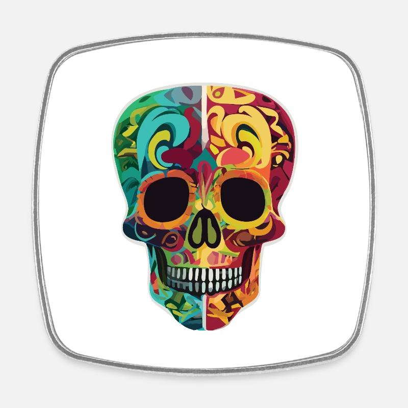 Calavera - Crâne coloré - Magnet carré - blanc