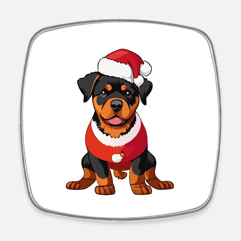 Rottweiler Christmas - Square fridge magnet - white