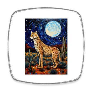 gepard, van gogh, sternennacht, tier - Viereckiger Kühlschrankmagnet - Weiß - Vorne