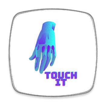 Touch It - Blue Hand - Square fridge magnet - white - Front