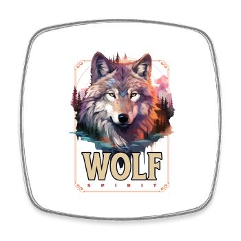 Loup tête de loup Nature nature sauvage aventure forêt Art - Magnet carré - blanc - Devant