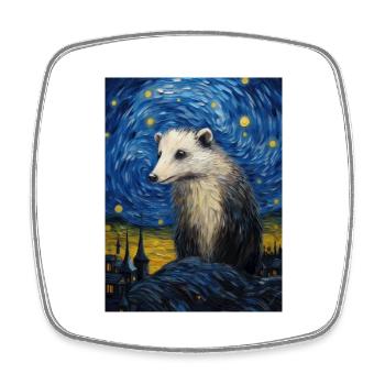opossum, van gogh, sternennacht, tier - Viereckiger Kühlschrankmagnet - Weiß - Vorne