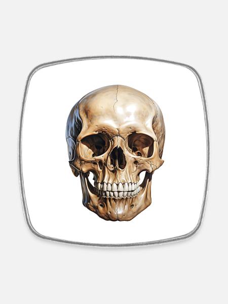 Crâne Crâne, symbole de mort et de danger - Magnet carré - blanc