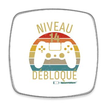 Niveau 14 Débloqué - Magnet carré - blanc - Devant