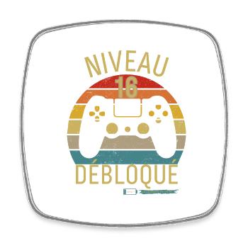 Niveau 16 Débloqué - Magnet carré - blanc - Devant