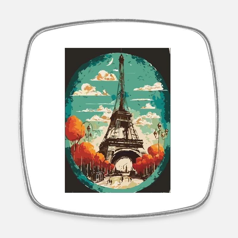 Tour Eiffel au centre - Magnet carré - blanc
