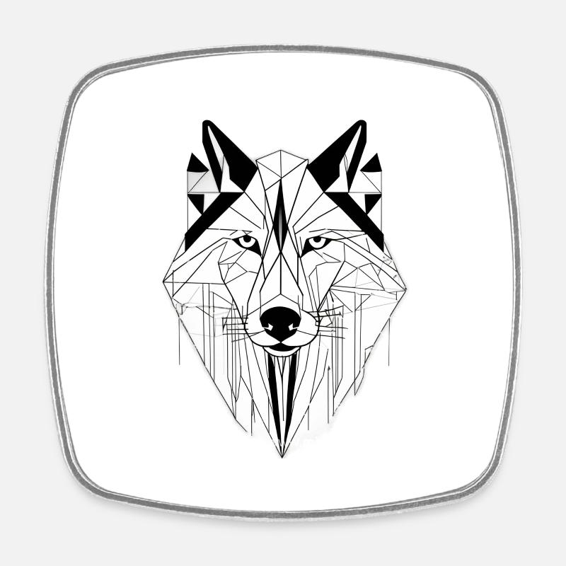 Moderner Wolf - Viereckiger Kühlschrankmagnet - Weiß