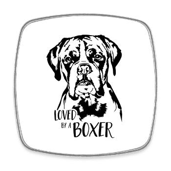 Aimé par un chien Boxer Dog Wilsigns - Magnet carré - blanc - Devant