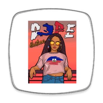 Haiti Haitian Flagge Frau Prinzessin I Geschenk - Viereckiger Kühlschrankmagnet - Weiß - Vorne