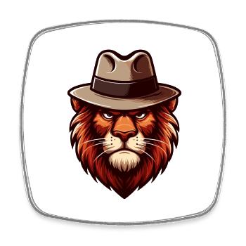 Lion with hat - Square fridge magnet - white - Front